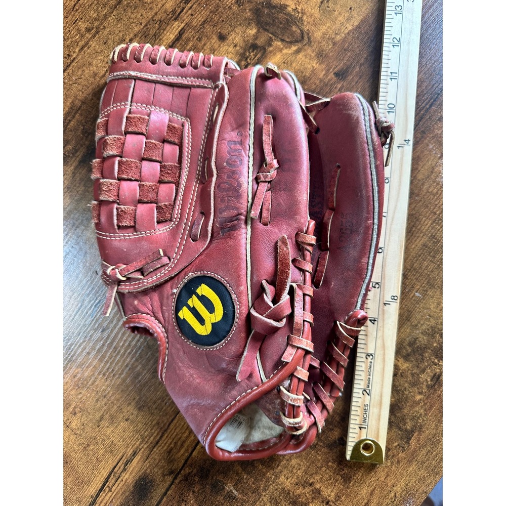Wilson Fieldmaster A2655 Baseball Glove Youth Red Leather Laced Web